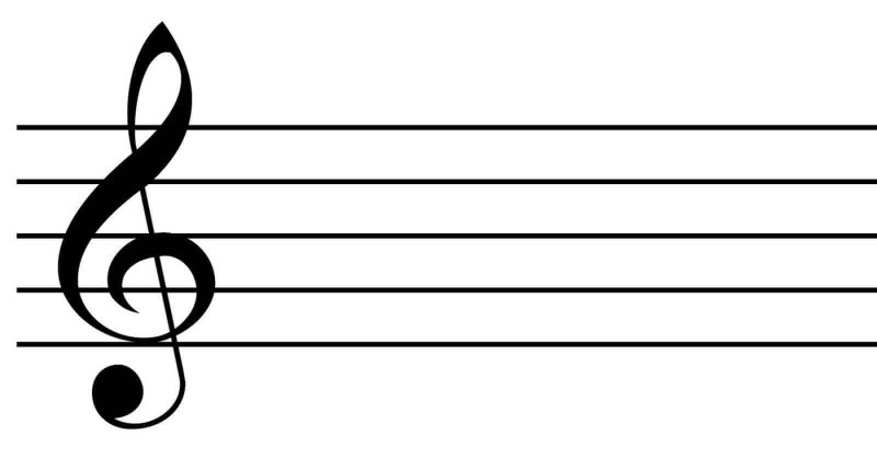 Скрипичный ключ рисунок на нотном стане с нотами