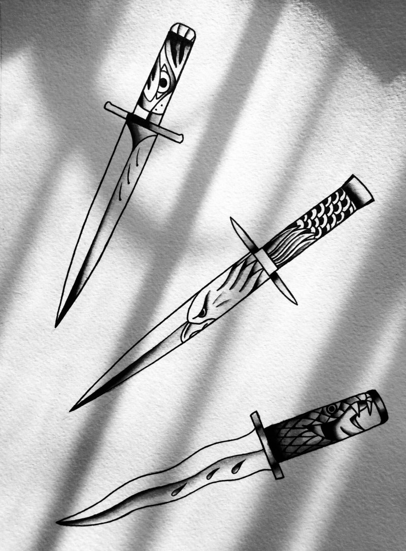 Идеи татуировок ножи