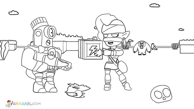 Brawl Stars раскраска Джеки