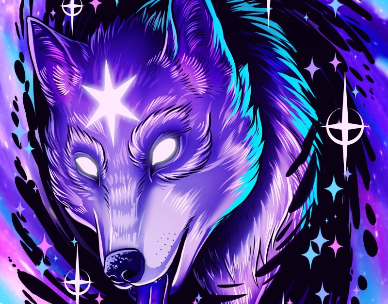 Волк с фиолетовыми глазами