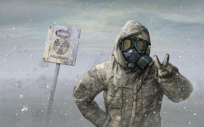 Сталкер в противогазе