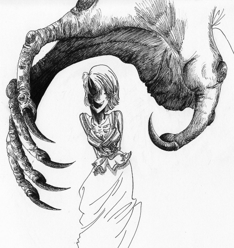 Руки монстра на черном фоне