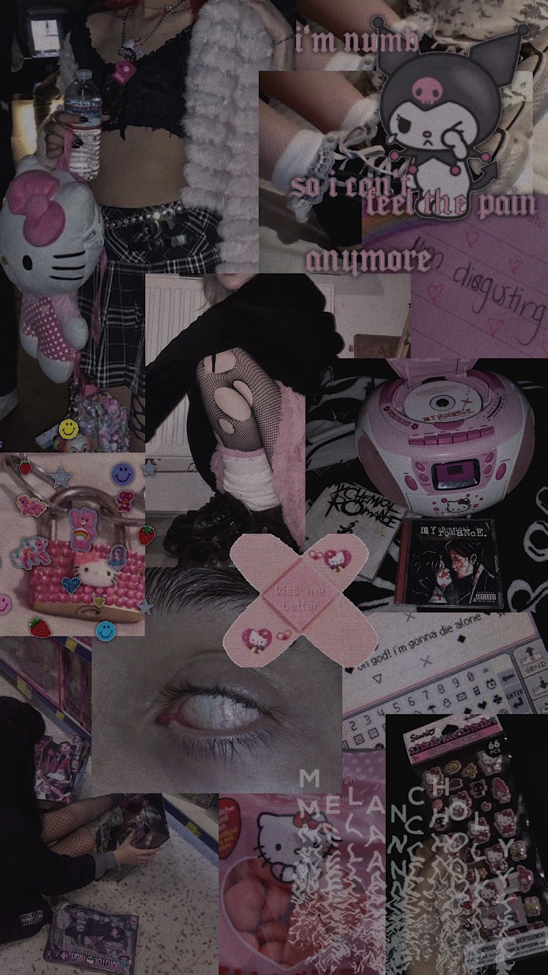 Pastel goth hello Kitty