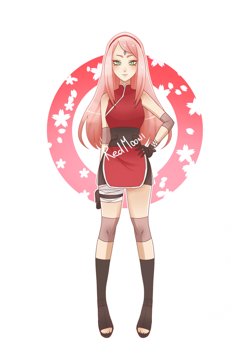 Сакура Харуно арт улыбается