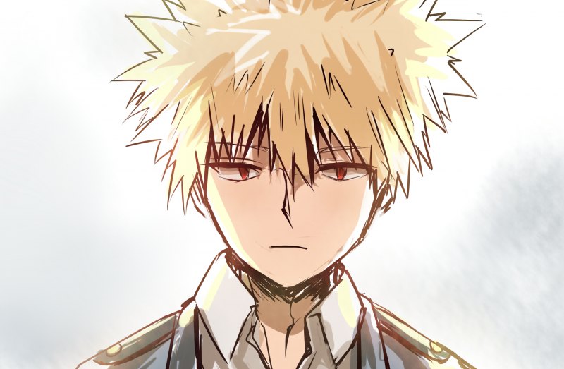 Аниме Бакуго Кацуки красные глаза