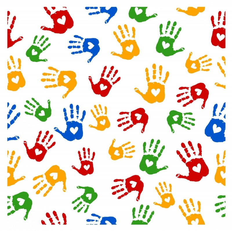 Цветные ладошки детские фон