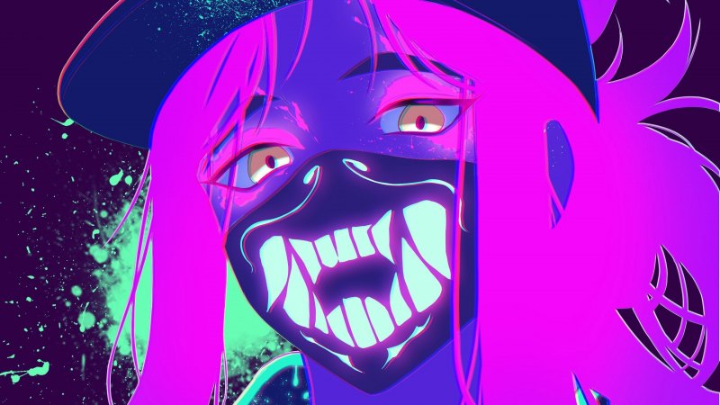 Akali k/da неон маска