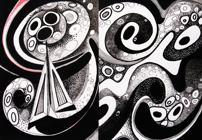 Абстрактная композиция черно белая