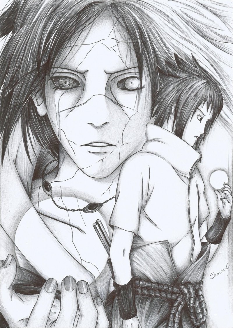 Шаринган Итачи Учиха нарисовать