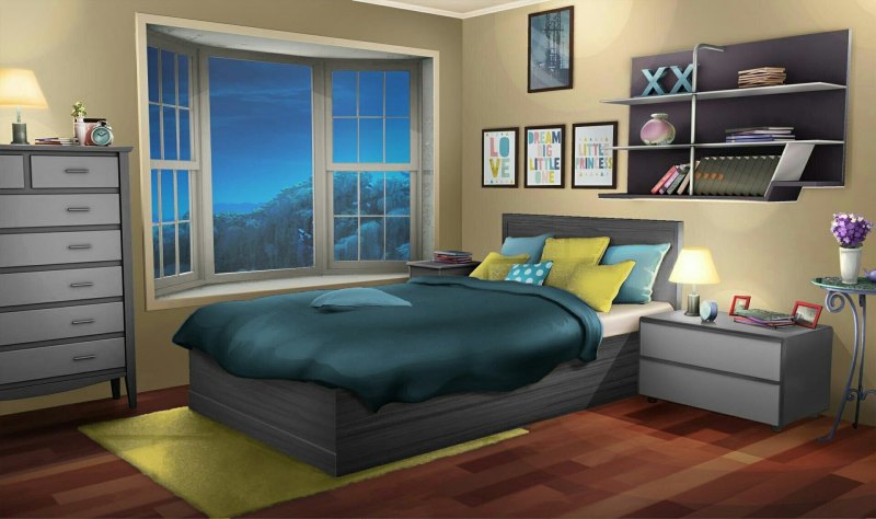 Кровать в гача лай комната