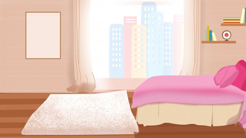Нарисованная комната с кроватью