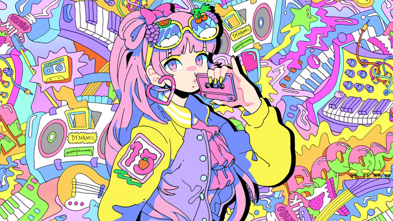 Красочный фон в стиле аниме