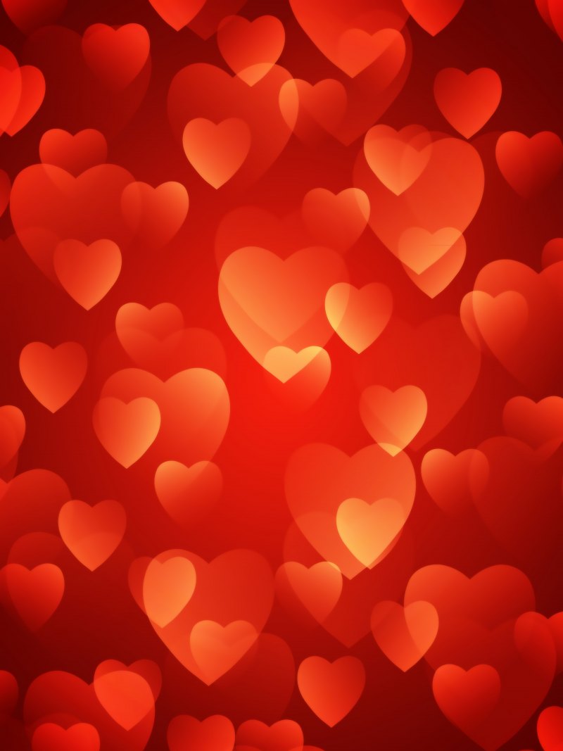 Красный фон с сердечками