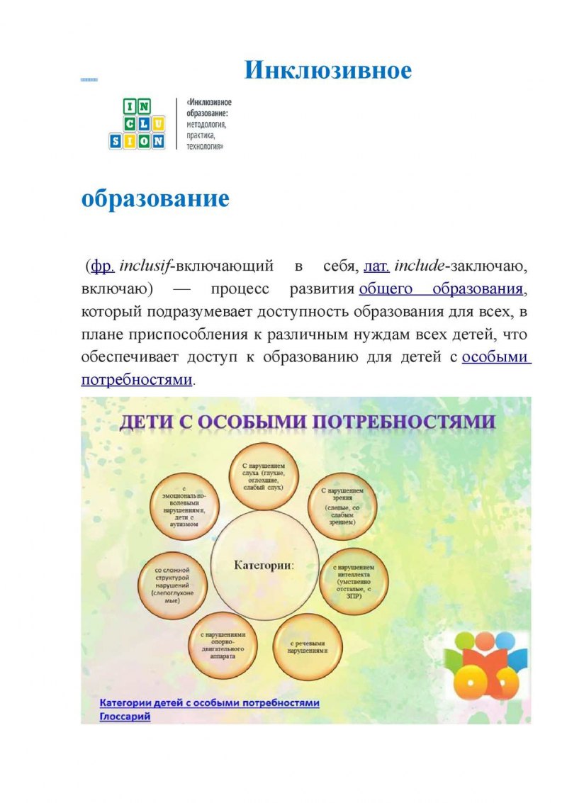 Интеллект карта инклюзивное образование