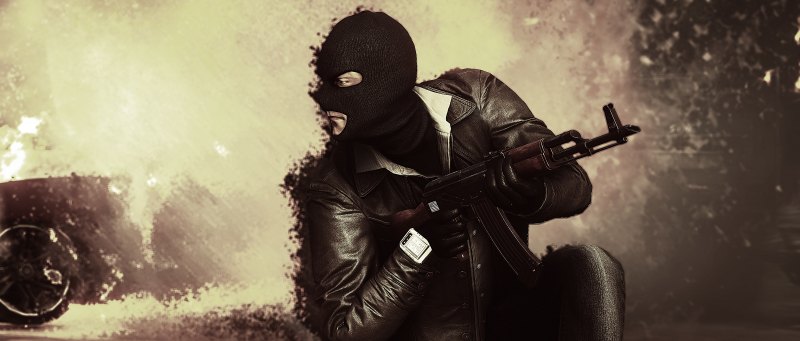 Бандиты в масках с оружием