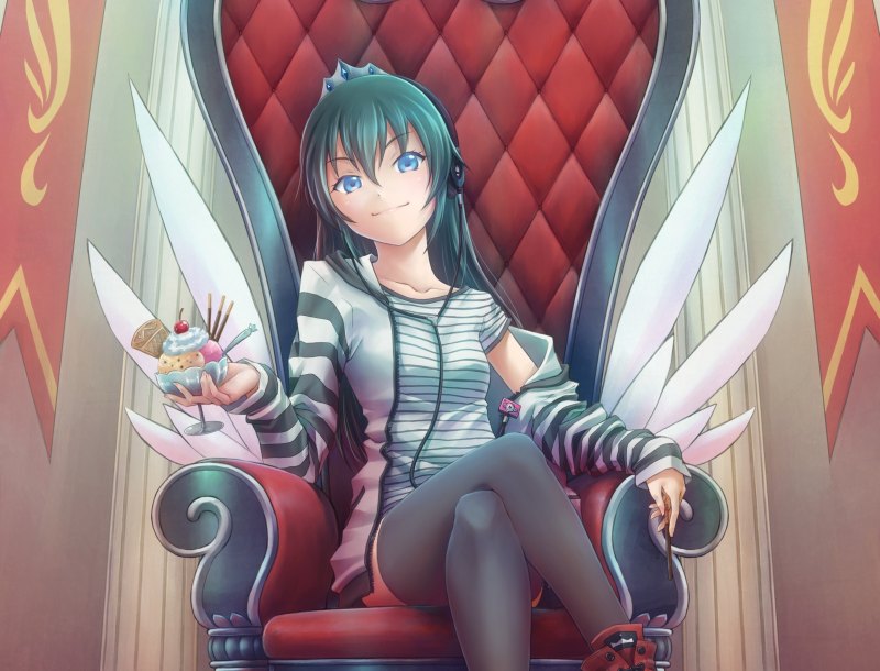 Аниме девушка на троне