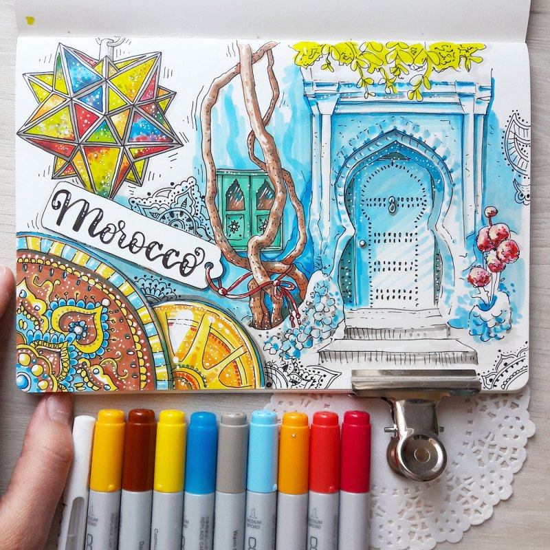 Рисование скетчей маркерами