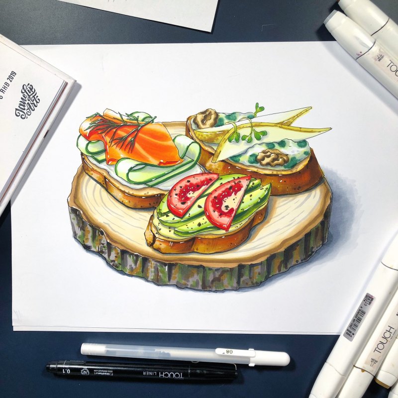 Фуд иллюстрация маркеры