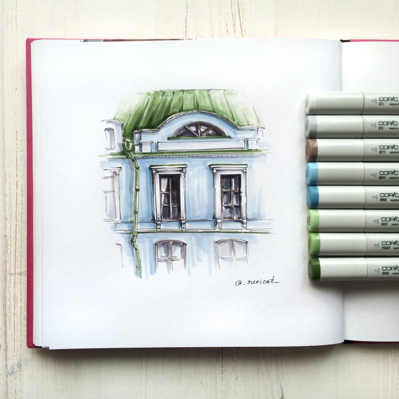 Рисунки скетч маркерами для начинающих