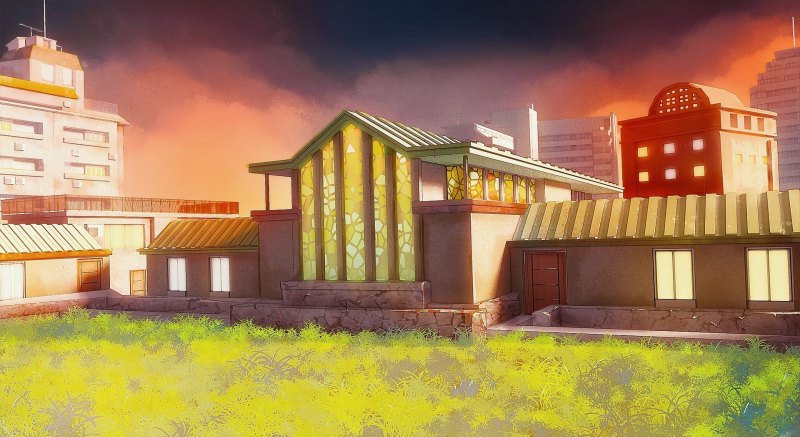 Аниме школа снаружи