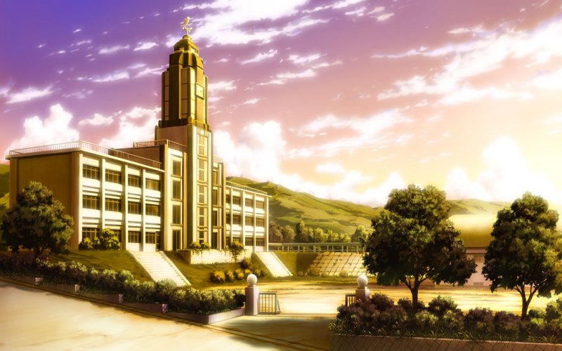 Японская школа здание аниме