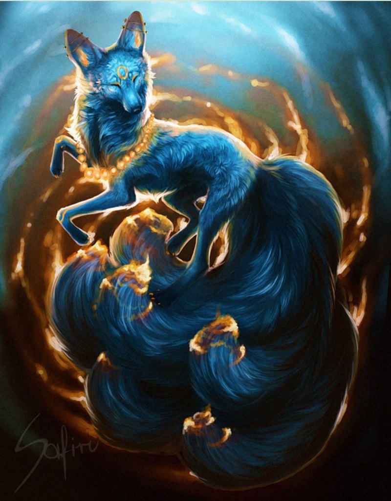 Мифический девятихвостый Лис арт
