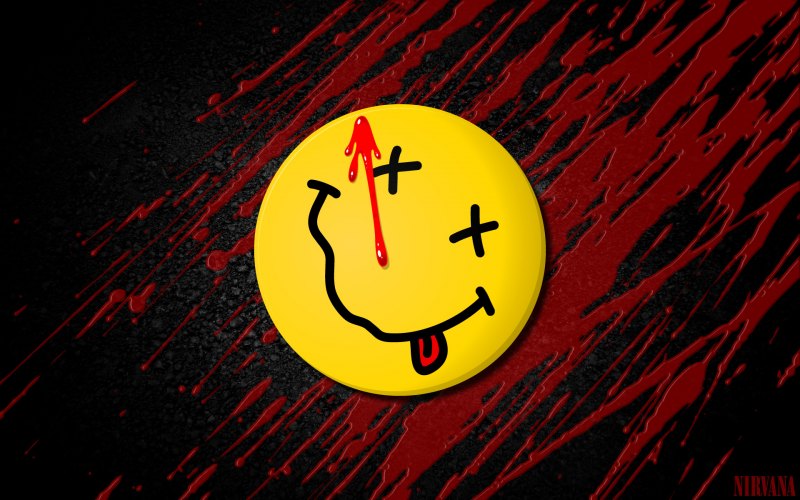 Желтый Смайл на черном фоне