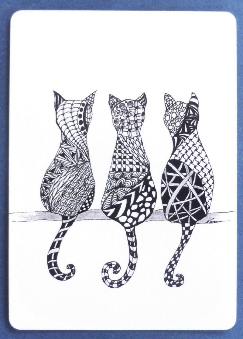 Техника рисования Зентангл и дудлинг кот