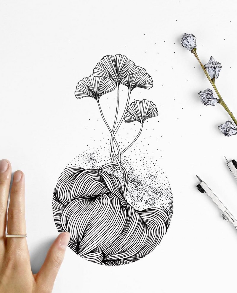 Цветы линером