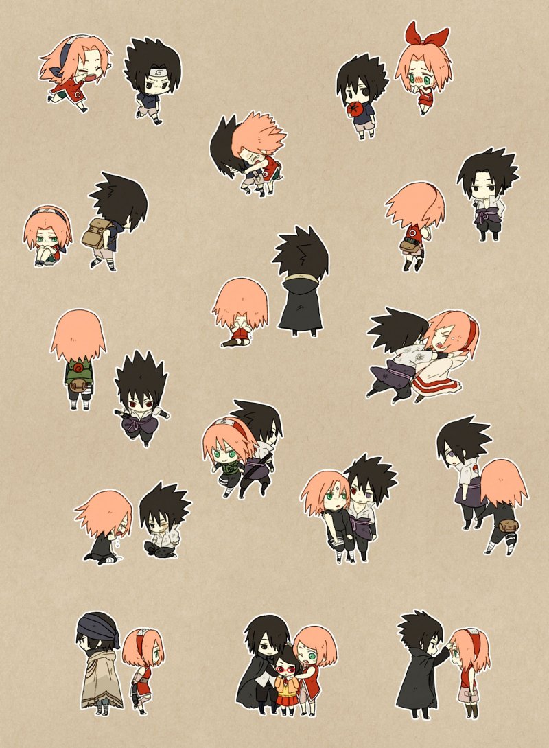 Саске и Сакура арт милый