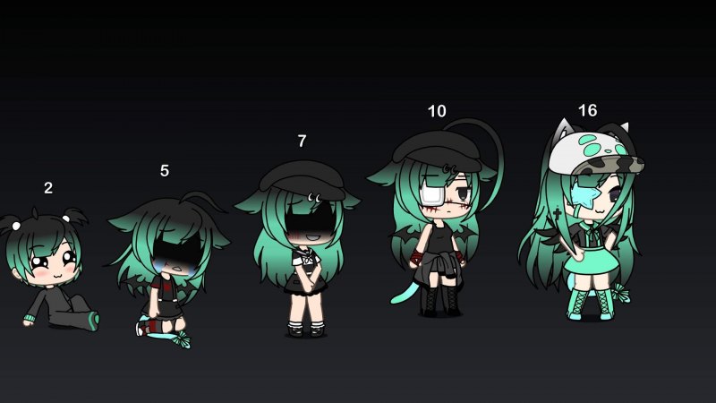 Гача лайф ОС девочки зеленых оттенков