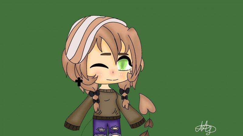 Гача на зелёном фоне