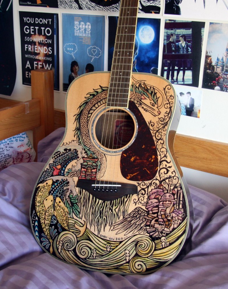 Расписная акустическая гитара