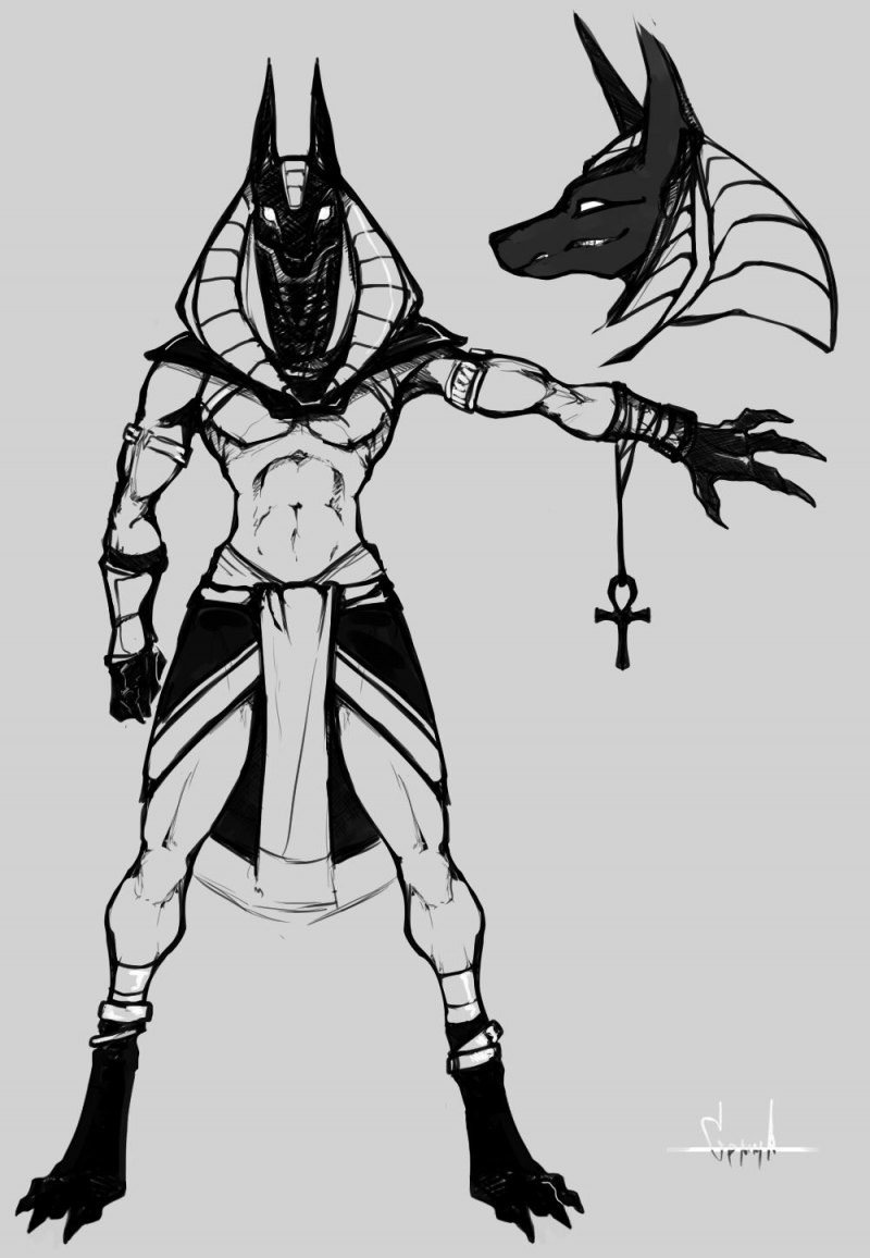 Анубис Джоджо карандашом