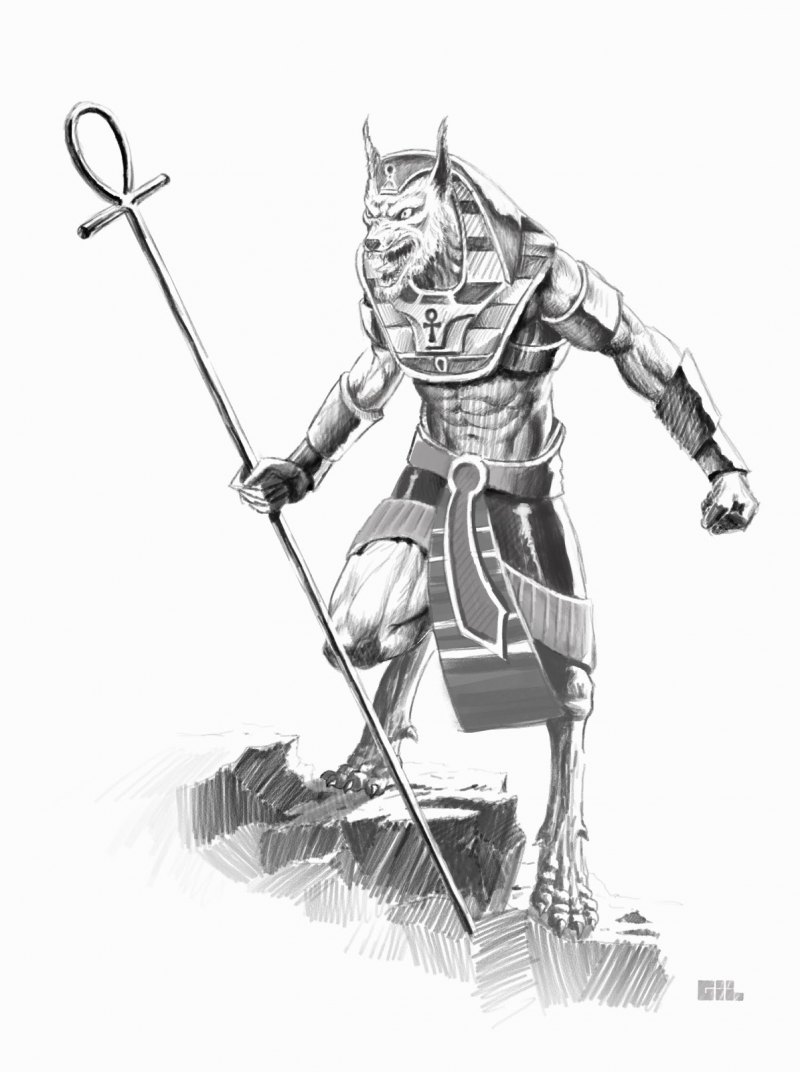 Эскиз Анубиса в полный рост