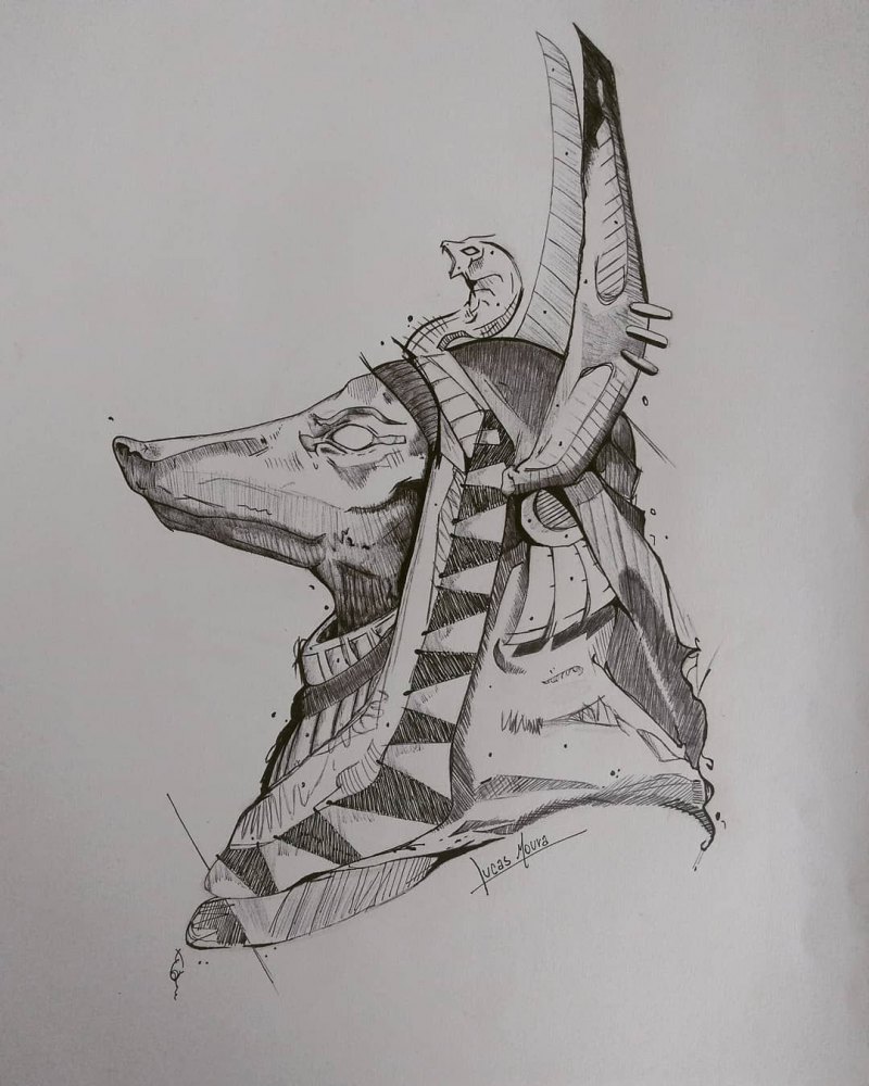 Анубис Бог Египта нарисовать