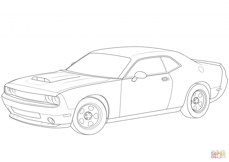 Раскраски машины Додж Челленджер
