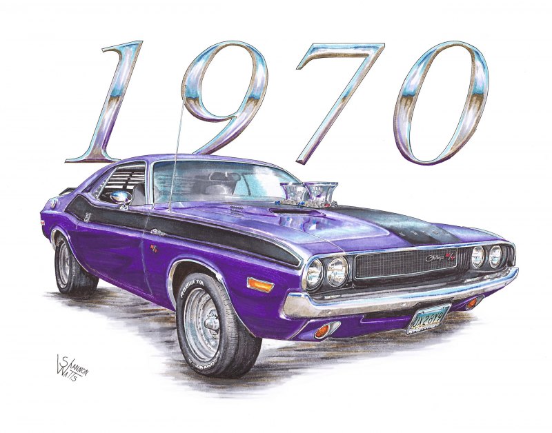Нарисованная dodge Challenger 1970