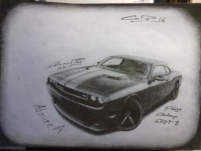 Додж Челленджер рисунок карандашом