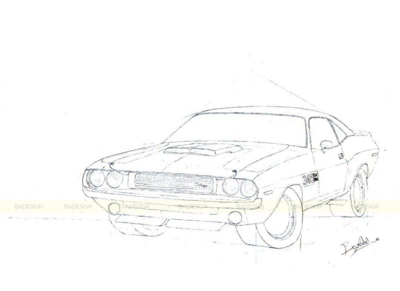 Dodge Challenger 1970 рисунок