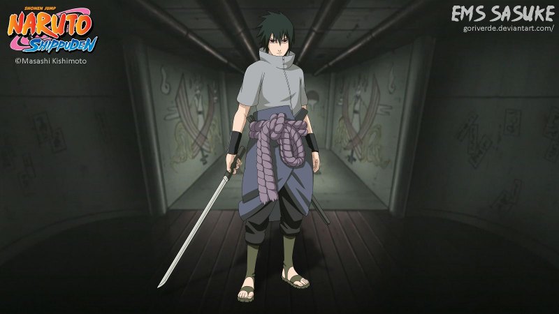 Саске Учиха на Красном фоне