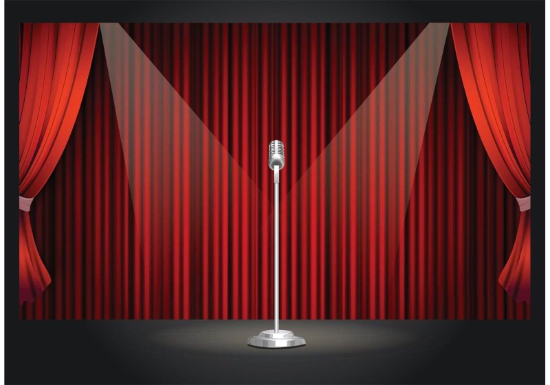 Сцена с красными шторами