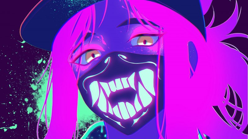 Akali k/da неон маска