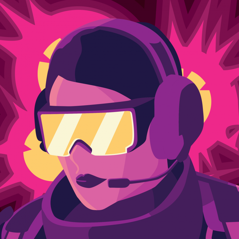 Девушка с розовыми волосами в очках