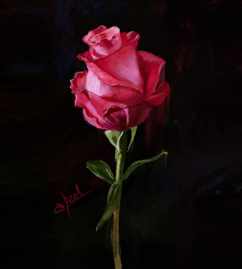 Розы на темном фоне живопись