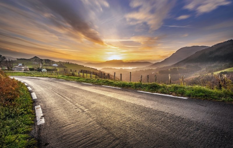 Дорога горы закат