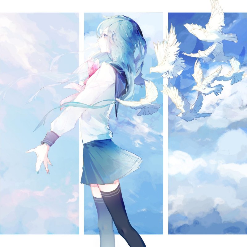 Аниме девочка голубая Эстетика