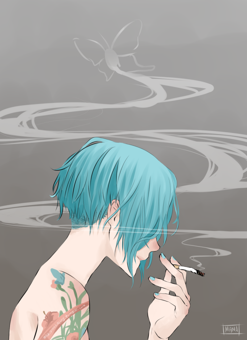 Аниме парень с бирюзовыми волосами