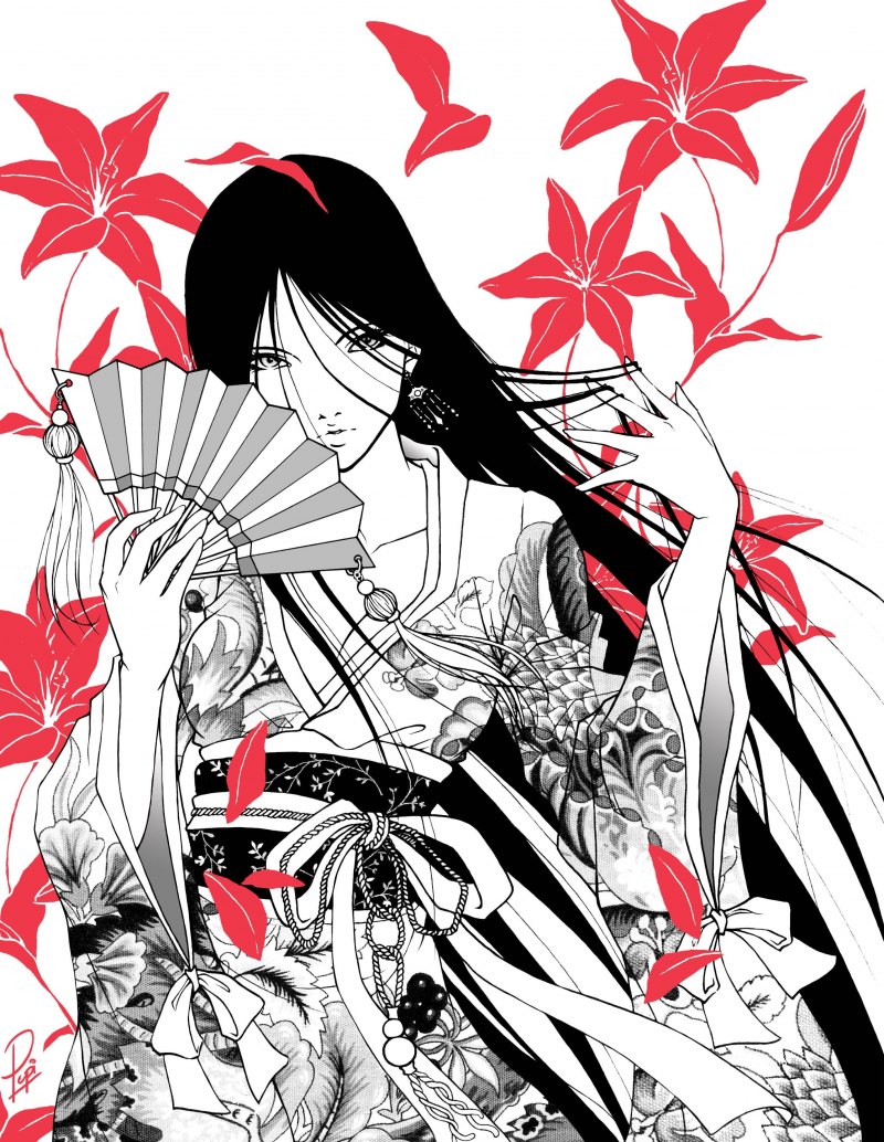 Аниме гейша и Самурай