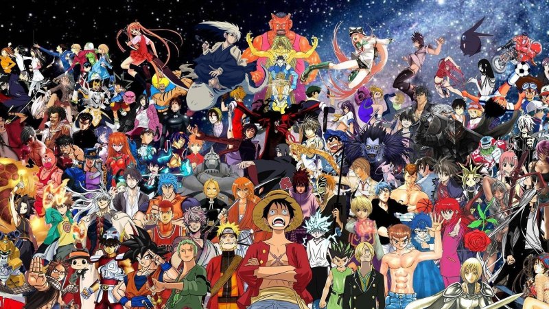 Аниме арт со многими персонажами